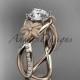 14kt rose gold diamond leaf and vine wedding ring, engagement ring ADLR90