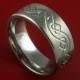 Titanium Womens Celtic Heart Band Any Size Ring 3 to 22 Red. Green, Blue, Black Inlay