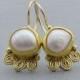 Pearls Gold Earrings - 22k Gold Earrings - Wedding Earrings - Bridal Pearls Earrings