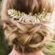 Gold Leaf Hair Comb Bridal Hair comb gold leaf hair piece bohemian hair comb pearl hair comb bridal comb wedding comb leaf headpiece #152