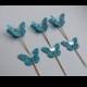 Blue Cupcake Toppers Butterfly , Wedding cupcake toppers, Party Picks, Food Picks, Sandwich Picks, Toothpicks