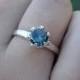 Sapphire ring, Australian sapphire, Handmade white gold sapphire ring, palladium ring, blue green sapphire engagement ring,  size 5 6 7 8 9