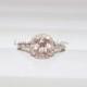 Floral Morganite Rose Gold Ring 7mm Morganite Ring Pink Round Morganite Engagement Ring Halo Diamond Morganite Diamond Ring Jewelry