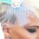 Wedding Veil, Pink& Blue Net Feather Veil Fascinator, Bridal Headpiece , Modern Tulle  veil ,  Bridal fascinator  By Talila Korolker
