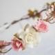 Rose Flower Circlet, bridal flower crown, wedding hair accessories, wedding flower crown, pink floral crown, boho flower crown, - AURORA