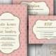 Printable Wedding Invitation PDF Set or Pick & Choose - Pink and Gold Polka Dot Rustic Wedding (or Your Choice in Colors!)