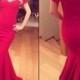 red color off shoulder mermaid prom evening dress