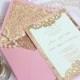 Price Reduced- Wedding Invitations Vintage Gold And Pink