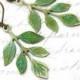 Patina Branch Earrings Woodland Jewellery Nature Inspired Green Verdigris Patina Brass Rustic Leaf Dangle Earrings Christmas Winter Wedding