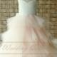 Ivory Lace Top with Light Pink Skirt Flower Girl Dress Cross Back Tulle Ball Gown Floor Length