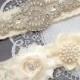 Wedding Garter Belt Set Bridal Garter Set Ivory Lace Garter Belt Lace Garter Set Rhinestone Crystal Pearl Center Garter GR137LX