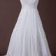 Simple V Neck A Line Wedding Dress With Tulle Lace Back with Vintage Covered Buttons, Train