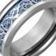 Men's Celtic Dragon Titanium Wedding Ring Engagement Band Blue 8 MM Comfort Fit