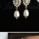 Rose Gold Bridal Earrings  Pearl Drop Bridal Earrings Simple Wedding Earrings Swarovski Crystal Earrings MAE DROP