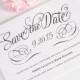 Wedding Save the Date Card in Black and White with Elegant Calligraphy Font for Classic, Chic, Contemporary - Charming Script Deposit