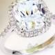 6 Carat Wedding Bridal Engagement Ring Rectangle Cushion Cut Lab Made Diamond Halo 925 Sterling Silver