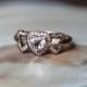 14K Rose Gold 3 herats cut Ring 0.4ctw Natural Morganite Ring Engagement Ring diamond Gemstone Ring Wedding Ring