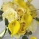 Yellow rose wedding calla lily wedding bouquet real touch calla lilies shades of yellow wedding flowers bridal bouquet set