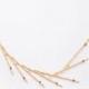 Gold Bridal Necklace, Dangling 'Branches' Design, Jewel Embellishments