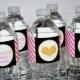 Bridal Shower Water Bottle Labels - Bachelorette Party - Pink, Black and Gold - Kate Spade Inspired Bridal Shower Wedding - Set of 10