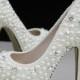 Womens Crystal & Pearl Wedding Shoes