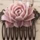Pink Flower Hair Comb Wedding Pastel Pink Blush Large Rose Hair Pin Misty Mauve Dreamy Bridal Floral Hair Accessories Bridesmaid Gift