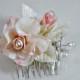 Wedding hair flower, Pink rose hair comb, Vintage inspired floral headpiece, Bridal hair flower Garden wedding hair piece, Bride accessories