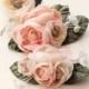 Pastel flower clip set, Ranunculus hair clips, Pink flower headpiece, bridal hair accessory, wedding flower clips, Pink green, spring garden