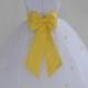 White Sunbeam Yellow Rosebud Flower girl dress tiebow sash pageant wedding bridal recital tulle bridesmaid toddler 12-18m 2 4 6 8 10 12#815T