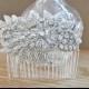 Bridal diamante hair comb wedding bride silver hair clip beaded