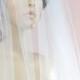 wedding veil 3 tiers blusher, raw cut Bridal Illusion Tulle white, ivory or champagne, Triple Layer veil with blusher