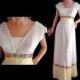 Mod 60s Prom Dress Yellow and White Formal Empire Waist Daisy Trim S M