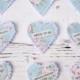 Set of 10 Fabric Heart Badges - Suitable for hen party's, birthday parties, baby showers etc.