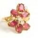 Pink Tourmaline Diamond Ring Karat Plumb 14 K Pure Gold Engagement Ring Pink Gemstone Size 5/6 Wedding Engagement Jewelry
