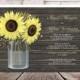 Sunflower Reception Only Invitations - Country Rustic Sunflower Wood Mason Jar Post Wedding Reception Invitations - Printed Invitations