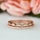 Art Deco Wedding Band and Half Eternity Band, Delicate 1.5mm Engagement Ring, Man Made Diamond Simulants, Sterling Silver, Rose Gold Plated