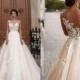 Stunning 2016 Milla Nova Sheer Castle Wedding Dresses Ball Illusion Back Appliques Lace Chapel Train Bridal Gown For Western Style Online with $108.55/Piece on Hjklp88's Store 