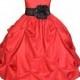 Red / choice of color sash Taffeta Flower Girl Dress pageant wedding bridal children bridesmaid toddler 6-9m 12-18m 2 4 6 8 10 