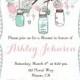 Baby Shower Invitation - Mint Green Pink Chevron Mason Jars Flowers Sprinkle Bridal Wedding Birthday Party - Printable Evite