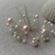 Hairpin large pic hairpin air bouquet ivory and Pink Pearl