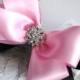 Girls Hair Bow with Sparkle in Light Pink and Black, Flower Girl, Pageant Bow