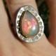 Opal ring, Multistone ring,Diamond Statement Ring, Diamond, opal and silver, 22 kt yellow gold ring, engagement ring