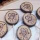 Rustic Wedding Cupcake Toppers Custom Initials & Date / Heart Arrow / Tree Slice / Bridal Shower Party Picks / Wedding Decor / Wood Picks
