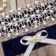 Navy Blue Garter - Wedding Garter - Navy Lace Garter - Pearl Garter - Bridal Garter - Rhinestone Garter - Ivory Lace Garter - Garter Set