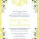 Navy Blue & Yellow Wedding Invitations "Kaitlyn" Printable Template Make Your Own Invitations All Colors Av Instant D. Word.doc DIY U Print
