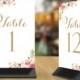Table Number Cards 1 through 25 - "Vintage" script and Romantic Blooms floral corners - 4 x 6 - Set of 25 - Instant Download