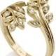 Tree Ring, 14K Yellow Gold Ring, Leaf  Ring, Art Deco Ring, Promise Ring, Statement Ring, Diamond Ring, Anniversary Ring, Band Ring