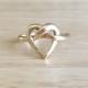 Antique Engagement Ring - Art Nouveau 15kt Yellow Gold Heart Love Knot - Size 6 1/2 Sizeable Alternative Wedding Vintage Fine Jewelry