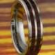 6MM Flat Tungsten Ring/Band With Double Row Koa Wood Hawaii Inlay - Wedding/Promise/Engagement Ring/Fathers Day Gift/Graduation Gift!!!