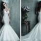 Dramatic Lace Organza Wave Wedding Gown with Bolero Jacket and Asymmetrical Skirt